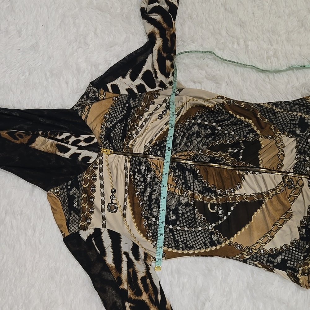 JOSEPH RIBKOFF MIXED PRINT HOODIE ZIP TOP SZ 8 - Picture 6 of 8
